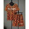 Fashion Men's Set Colorful Tiger Zebra Stripe Printed Men's T-shirt and Shorts 2 Piece Set Summer Casual Outdoor Men's and Women's T-shirt Sets