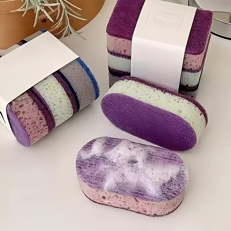 3Pcs Thickened High-density Sponge Wipe Color Dishwashing Sponge Brush Non-stick Oil Pan Brush Double-sided Kitchen Dishwashing Cloth