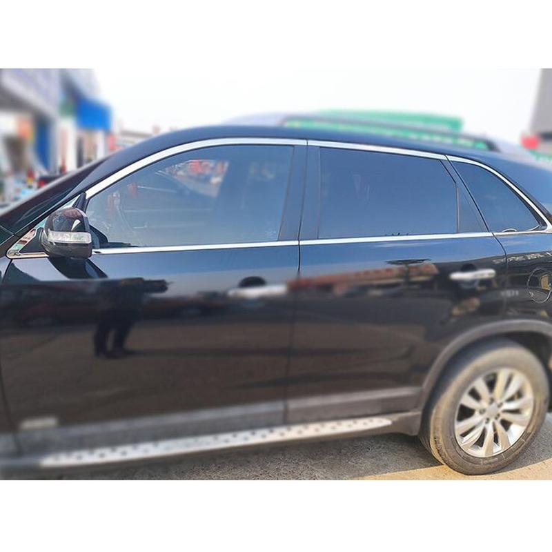 For Kia Sorento L 2009 2010 2011 2012 Car Body Stainless Steel Glass Window Garnish Pillar Middle Strip Trim Frame Lamp Hood