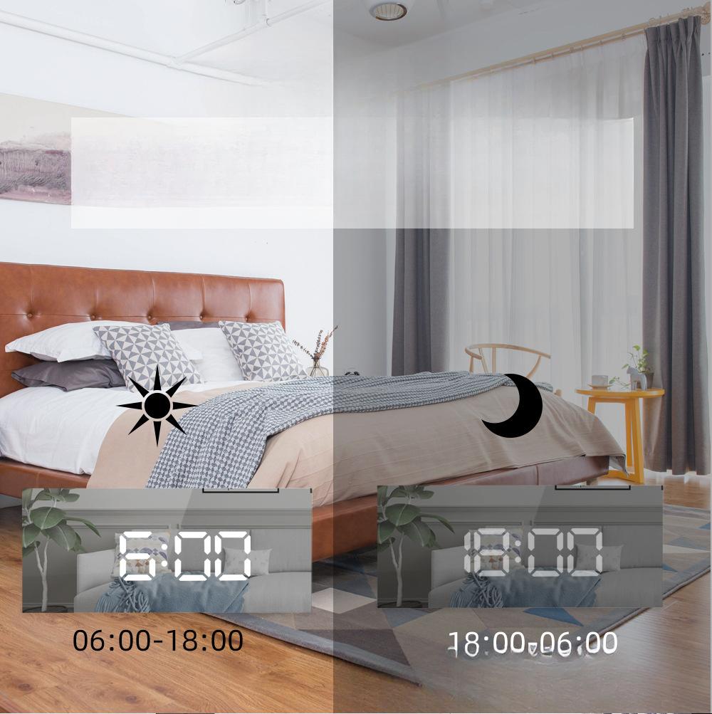 Simple Ins Style LED Digital Mirror Alarm Clock Desktop Small Alarm Clock Student Special Children's Electronic Clock