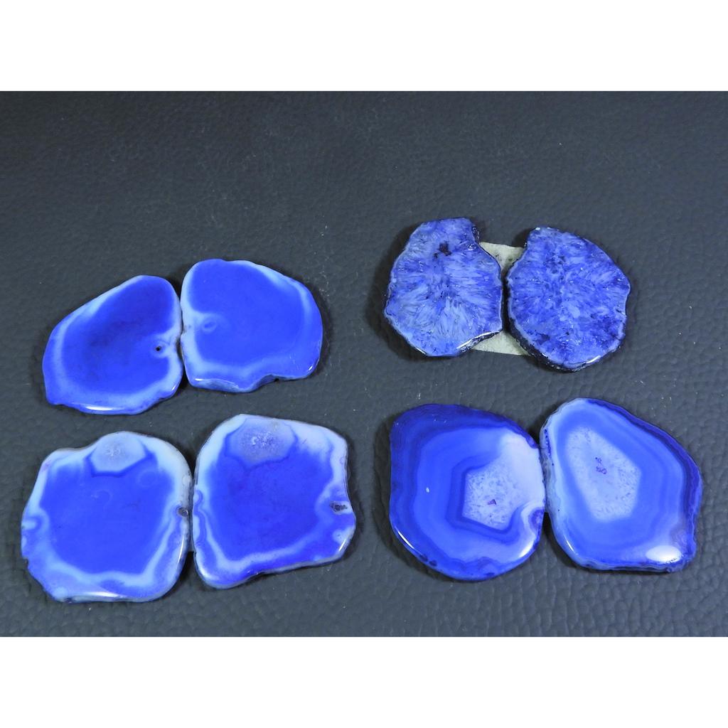 Dyed Slice Druzy Agate Matched Pair Cabochon Loose Gemstone 4Pair Lot 214Cts A-724