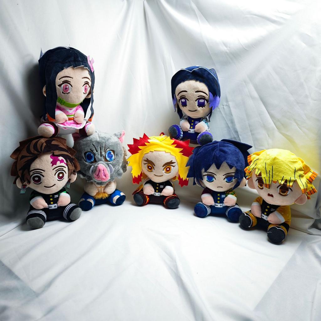 Anime Peripheral Sitting Posture Ghost Extinguishing Blade Figure Plush Toy Butterfly You Bean Charcoal Jiro Doll