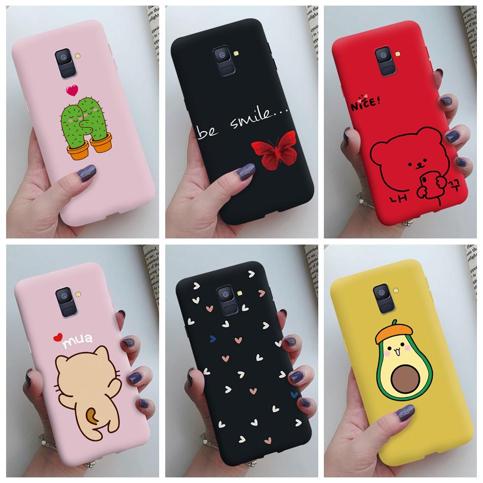 Love Heart Case For Samsung A6 2018 Cover A600F Silicon Tpu Phone Case For Samsung Galaxy A 6 A6 Plus 2018 A605F Case Cat Cactus