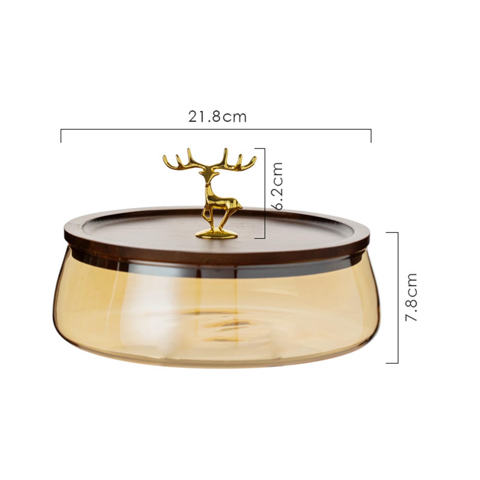 

Стеклянная чаша с деревянной тарелкой, поднос для фруктов, орехов, сушеных конфет, контейнер для хранения с крышкой, домашние кухонные принадлежности