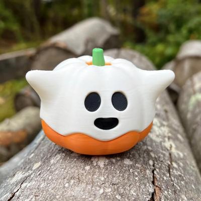 Halloween Ghost Pumpkin Statue 3D Printed Cartoon Pumpkin Elf Figurine Sculpture Home Office Desktop Decoration Ornament