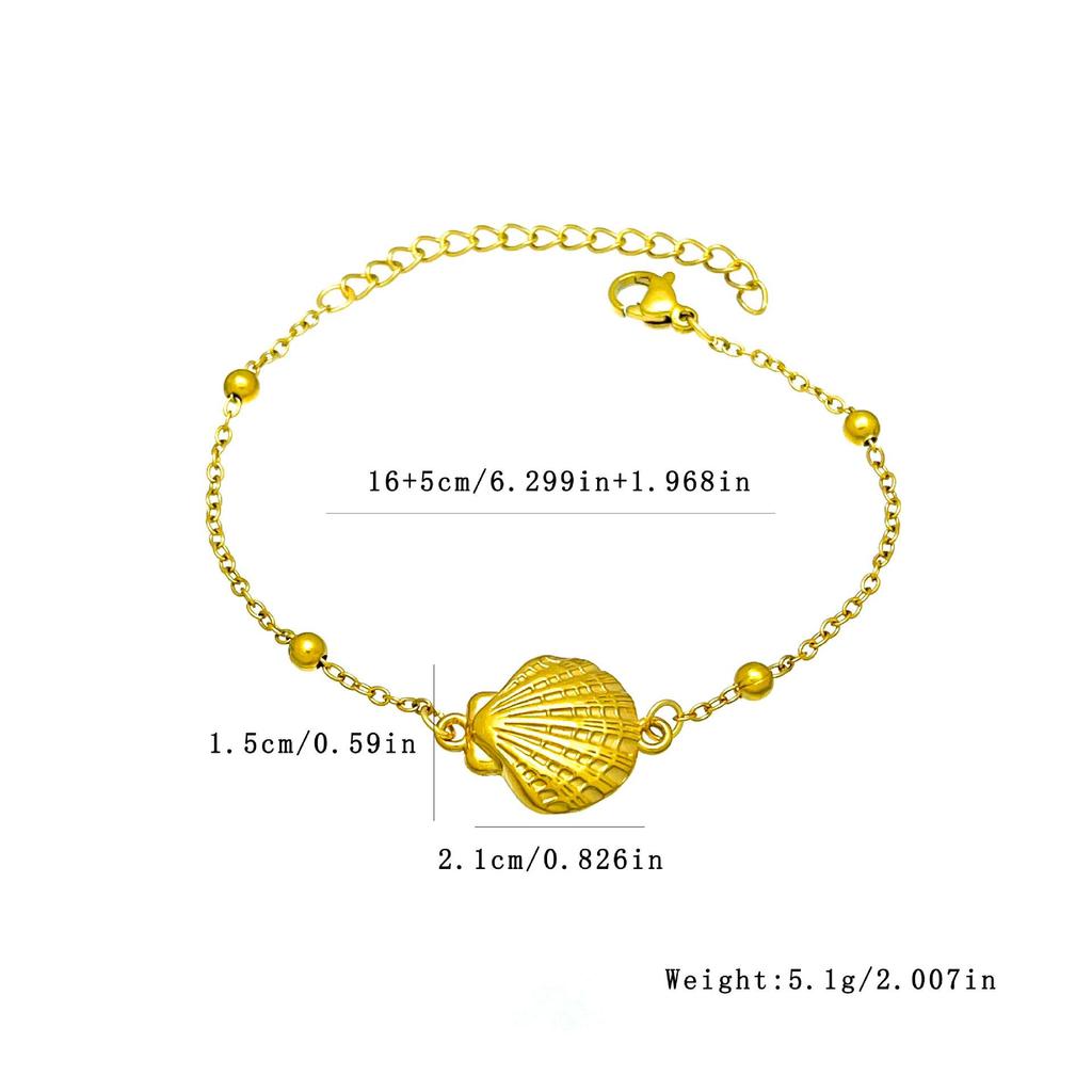 Retro Ocean Style Seashell & Turtle Stainless Steel Bracelet - European & American Fashion