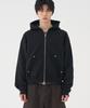 Basemoment Rivet Crop Zip-Up Hoodie (Heavyweight) Black