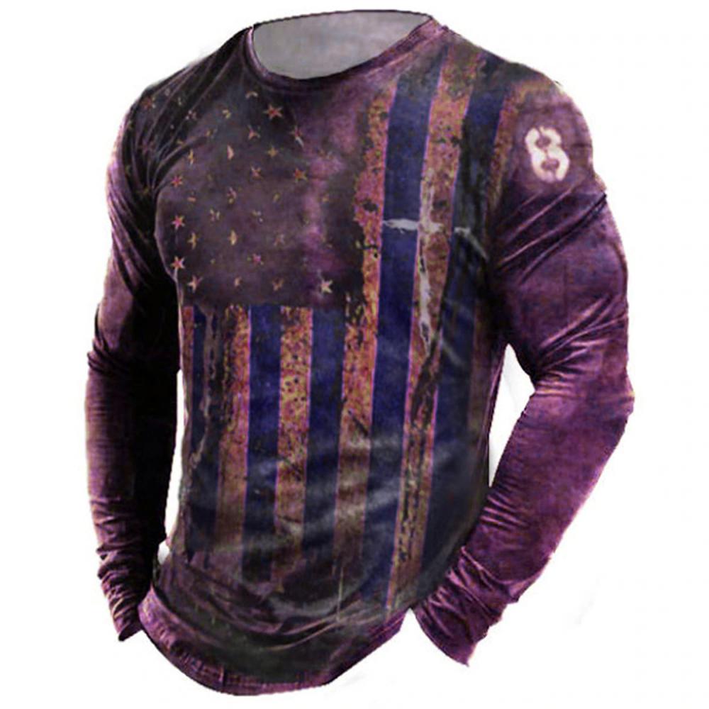 2023 New Men Retro Long Sleeve T-Shirt O Neck Pullover Autumn Winter Male Shirt Top Tees Oversize Men's Clothing
