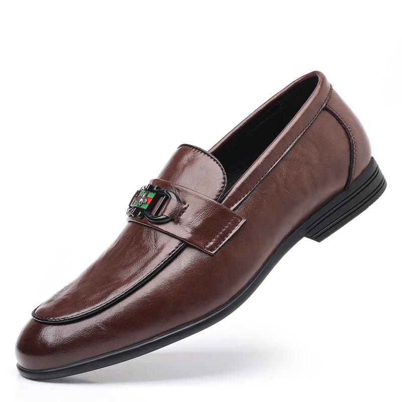 High-quality Men's Formal Shoes Leather Luxury Party Dating Wedding Male Shoes Brown Oxford Business Shoes Men's Loafers