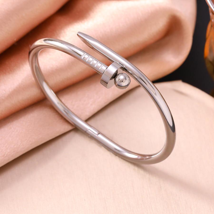 Unisex Gold-Plated Titanium Steel Nail Bracelet & Ring Set