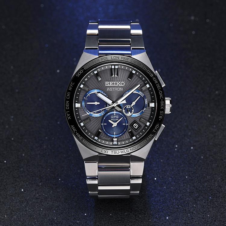 SEIKO ASTRON Solar Quartz Movement Titanium Strap Watch Men's Watches Black Dial SSH119J1