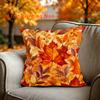 2D Flat - 1pc Autumn Maple Leaf Print Decorative Pillow Case, Autumn Short Plush Pillow Cover, 45 X 45 Cm (17.7 X 17.7 Inches), Pillow Insert Not Incl