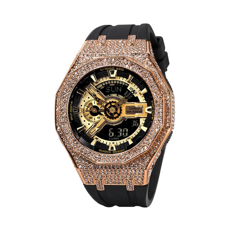CASIO Unisex Liquid Crystal/Analog Dual Display Series Gold Watch GA-110GB-1A(Watch4--)