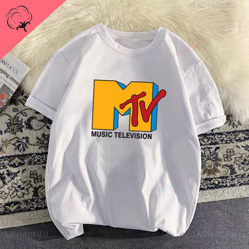 Unisex Clothing Retro Cotton T Shirt Vintage Rock Hip Hop Modal Summer Unisex Casual Shirt Mtv Music Elevision Graphic Shirts