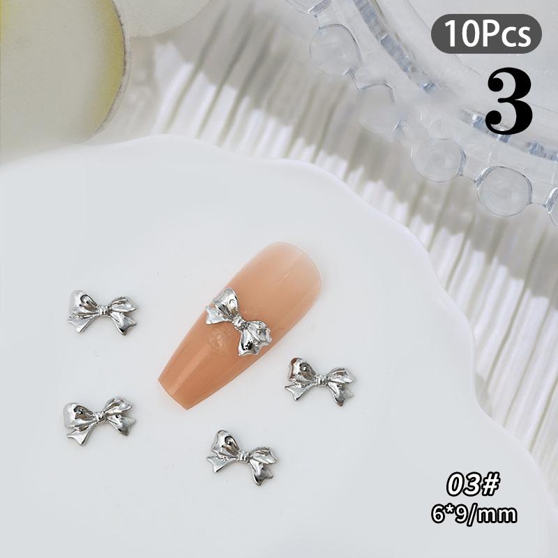 

10 шт. Серебристые бантики Ретро Украшение для ногтей Сплав Реалистичные Стереоскопические Аксессуары для ногтей Роспись ногтей Салон маникюра Сделай сам Нейл-арт as the picture