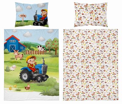 Bamboo Crib Bedding 100x135 Farm Tractor Blue