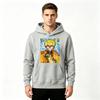 Men Anime Print Pullover Hoodie, Casual Yellow Hair Character Lightning Pattern Long Sleeve Hooded Sweatshirt