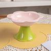 High Footed Ceramics Flower Cat Bowl Plate Prevent Tipping Over Cat Food Bowl Water Plateprotecting Cervical Spine Pet Bowl