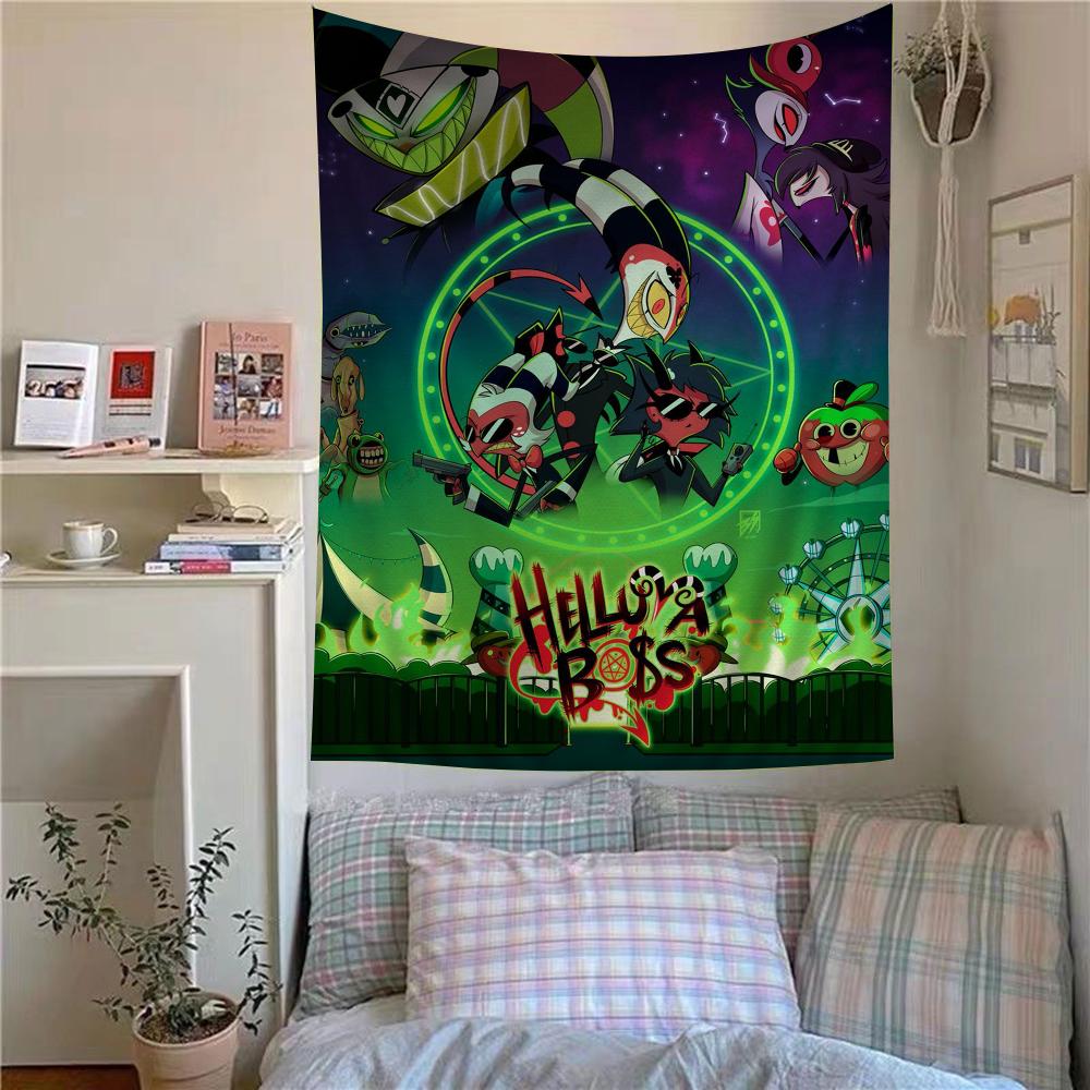 Helluva Boss Cartoon Tapestry Anime Tapestry Hanging Tarot Hippie Wall Rugs Dorm Wall Hanging Sheets
