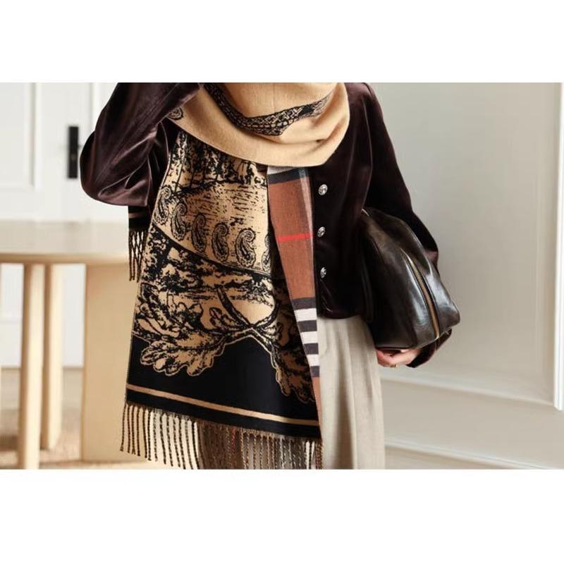Fashion Plaid Double Sided Thick Warm Scarf For Women Autumn Winter