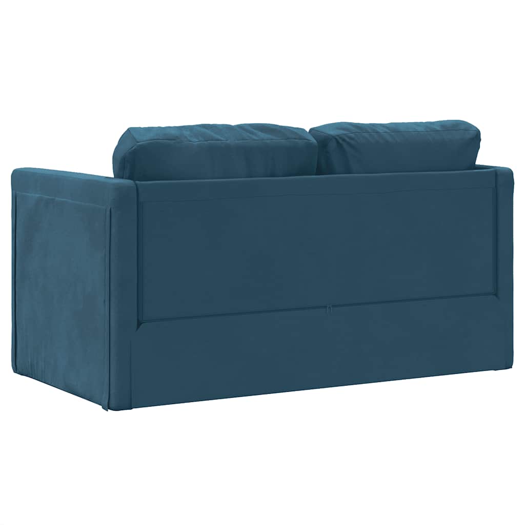 Floor Sofa with Sleeping Function Blue 122 x 204 x 55 cm Velvet