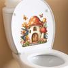 Cartoon Mushroom House Flower and Butterfly Bathroom Home Decoration and Beautification Stickers