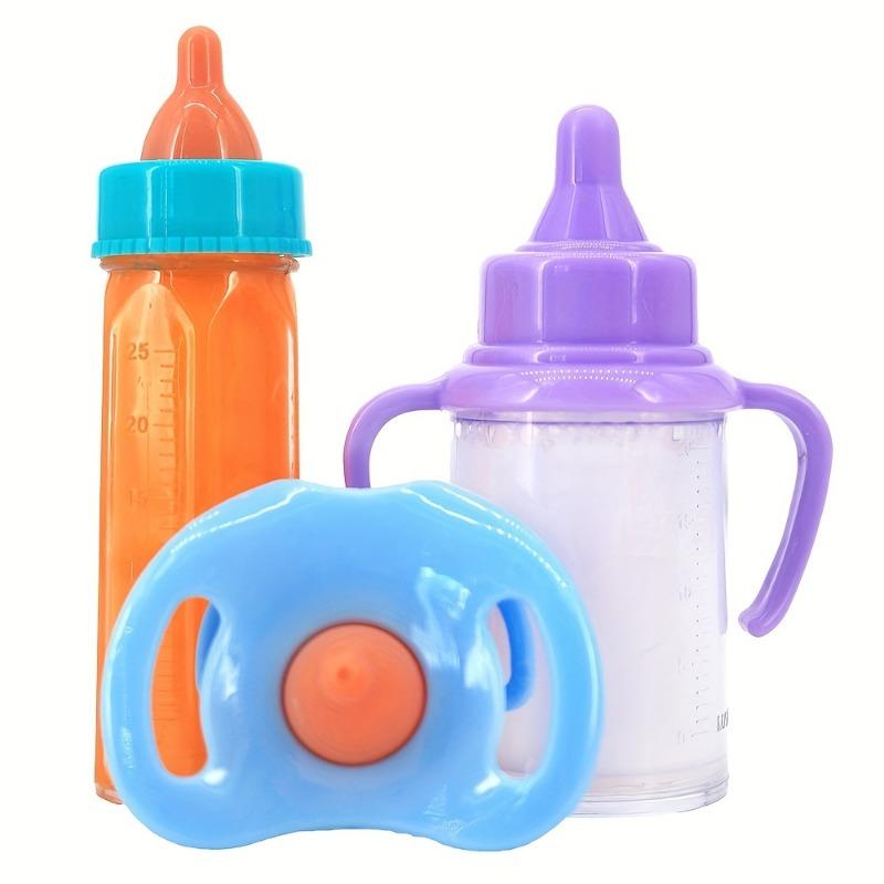 Xiaomi Juego de 3 biberones, Biberones de leche de 3,34 pulgadas y biberones para zumo de 3,74 pulgadas con un chupete, Accesorios para muñecas Regalo