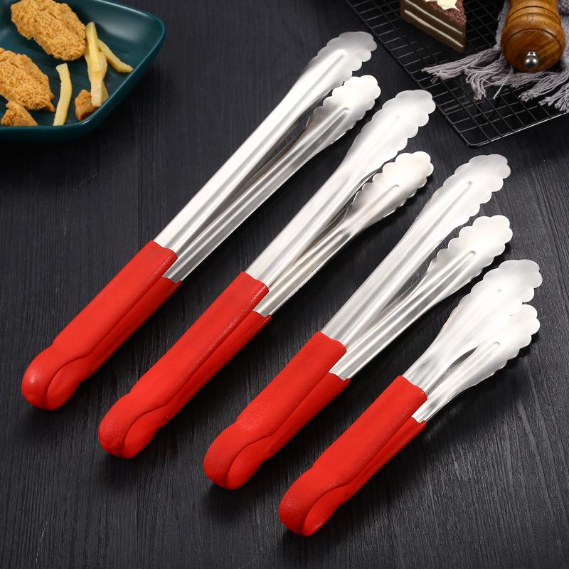 Tragbarer Edelstahl BBQ Antihaft BBQ Clip Salat Brot Lebensmittelzange Küchenwerkzeuge Kochzange mit Gelenksperre Küche