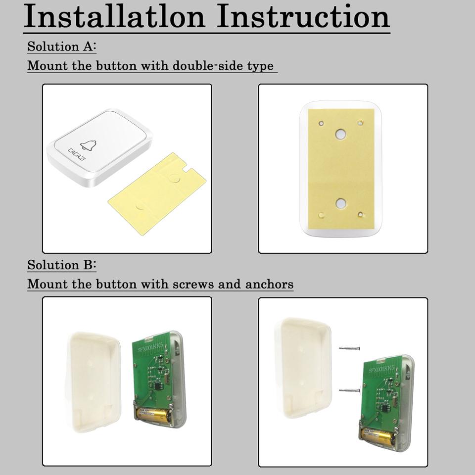 CACAZI A06 DC battery-operated Wireless Waterproof Doorbell 300M Remote 36 chimes Cordless Home Cordless Call Bell