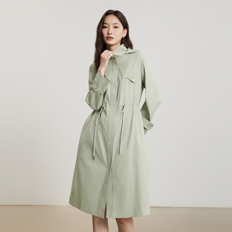 Gejin Women's Slim-fit Hooded Trench Coat