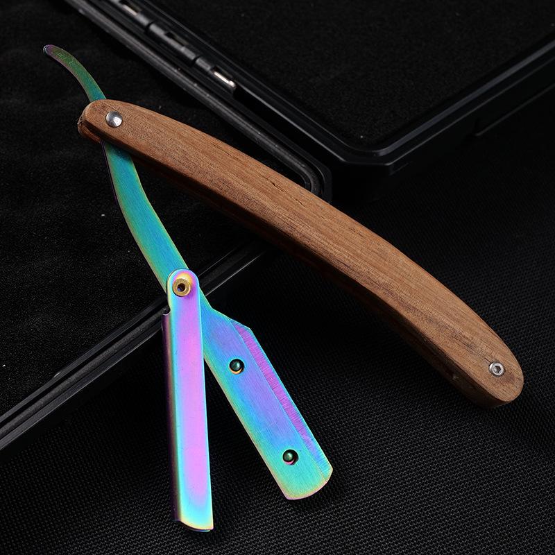 Rosewood Retro Stainless Steel Folding Razor for Shaving, Grooming, and Haircutting.