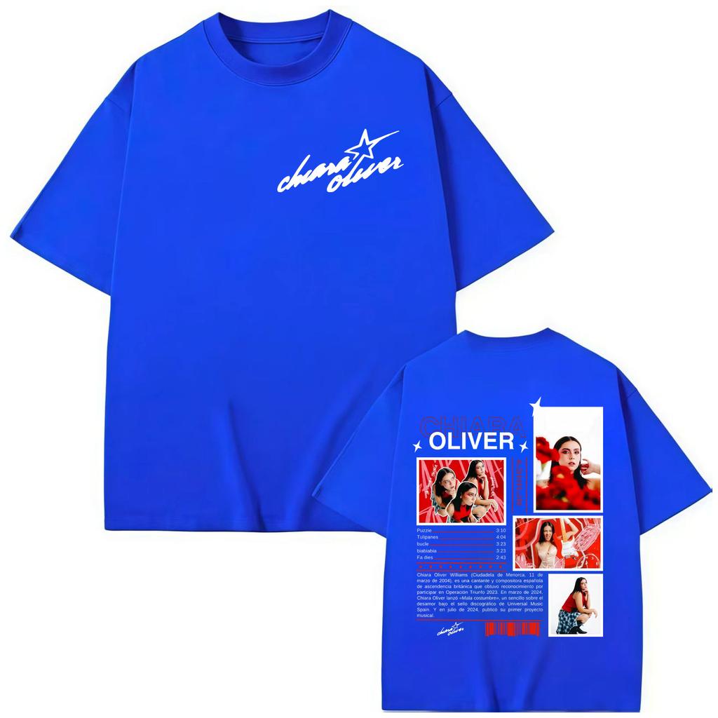 Cantante Chiara Oliver Camisetas Gráficas de Álbum Streetwear Moda Y2k Camiseta de Manga Corta Hombres Mujeres Camisetas de Algodón Holgadas