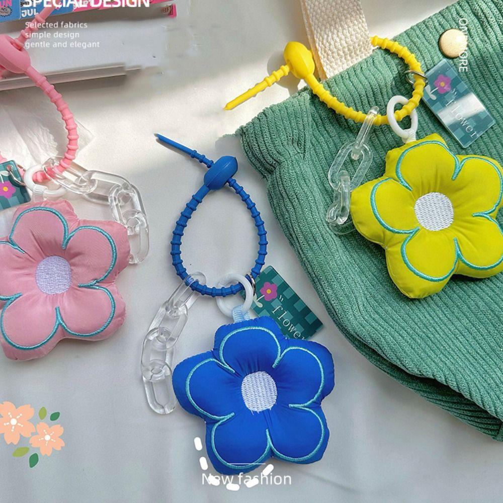 Key Chain Fabric Flower Keychain Fabric Flower Fabric Flower Bag Pendant  Car Keychain