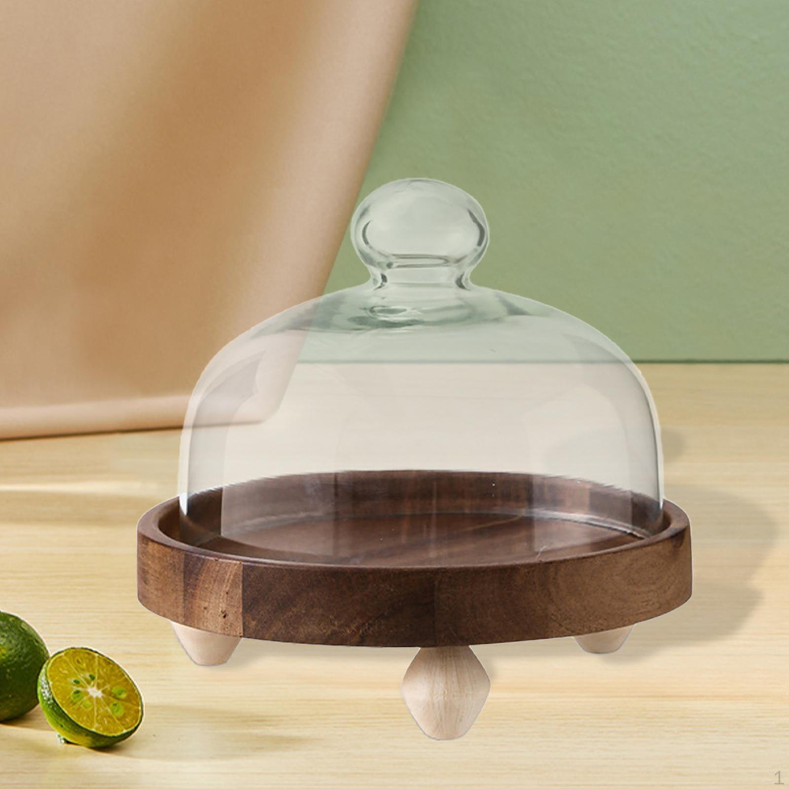 

Подставка для торта с куполом Фруктовая тарелка Миска для презентации выпечки Деревянная Десертная для гастрономии S