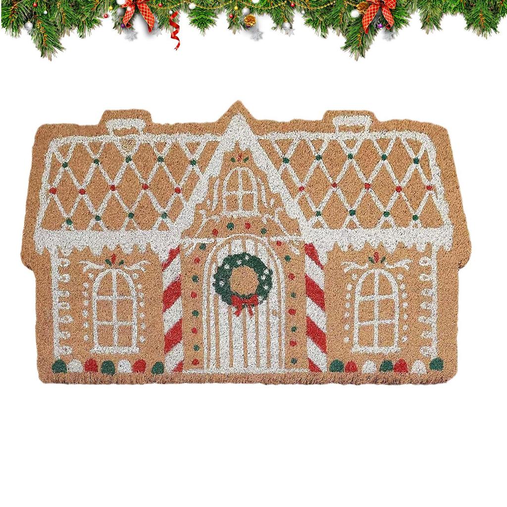 Christmas Gingerbread House Floor Mat Entrance Non Slip Water Absorbent Easy To Clean Festive Atmosphere Decorat Carpet
