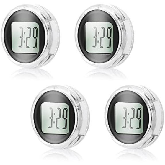 Waterproof Motorcycle Digital Clock, 4-Pack, 1.1 Inch Diameter