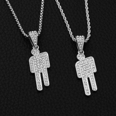 Trendige Schrägkopf-Anhänger Halskette mit vollem Zirkonia - Europäischer und Amerikanischer Stil Hip Hop Schmuck