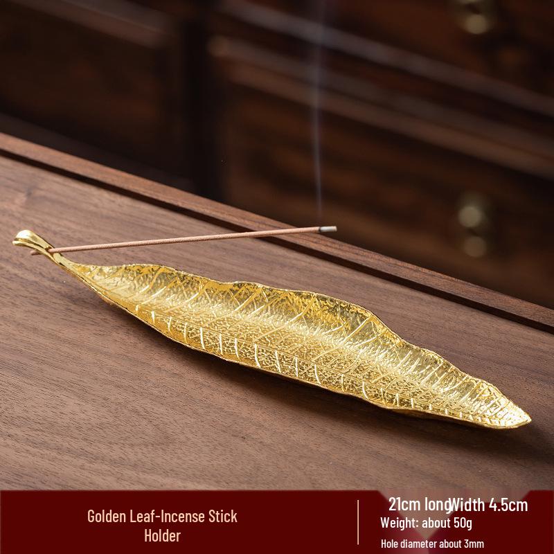Vintage Bodhi Leaf Alloy Incense Holder - Creative Home Decor, Japanese Style Leaf Stand & Burner