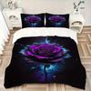 3pcs Purple Rose, Water Splash Bedding Set Soft Polyester Down Comforter Cover and Pillowcases,Home Decoration All Seasons(No Insert) S0819103