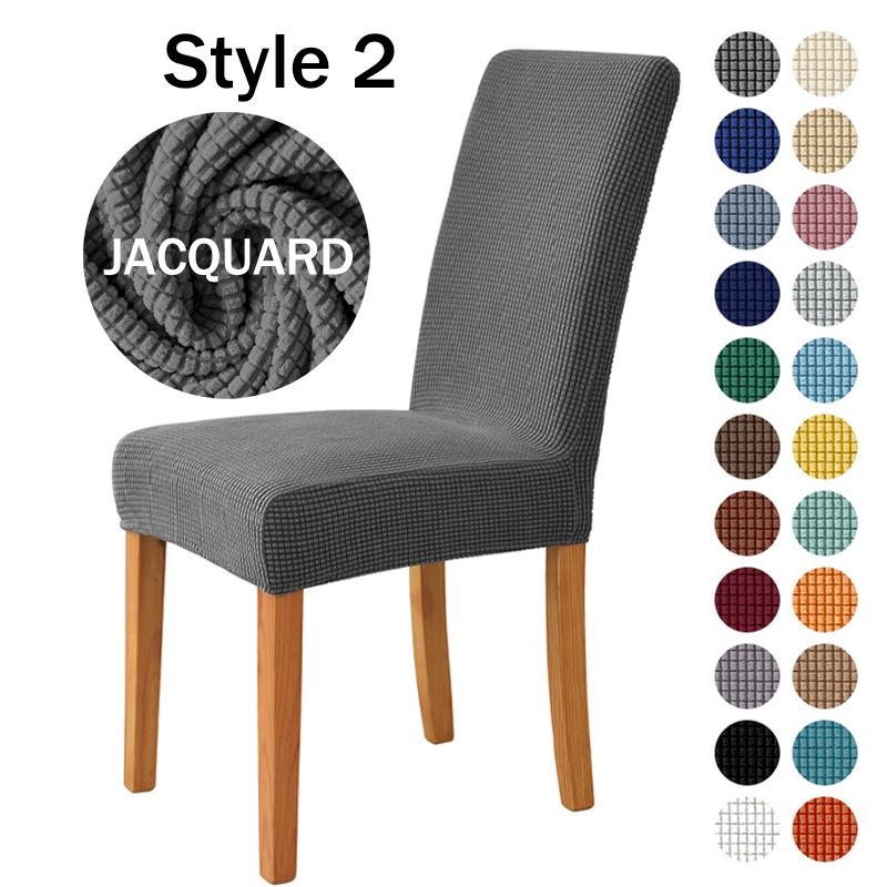 Solid Colour Chair Furniture Cover For Home Dining Room Room Hotel Banquet Wedding Stretch Spandex Chair Covers Plain Jacquard Fabric Seat Case