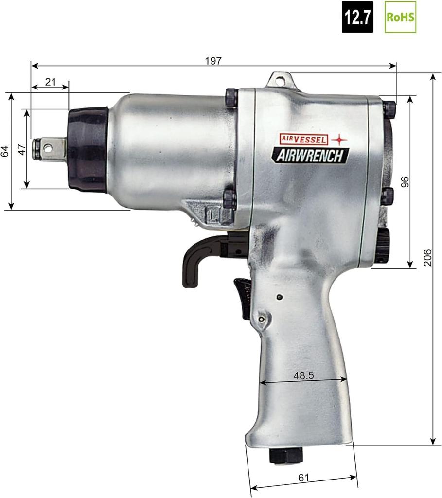 VESSEL Air Impact Single Wrench, Hammer, GT-P14J