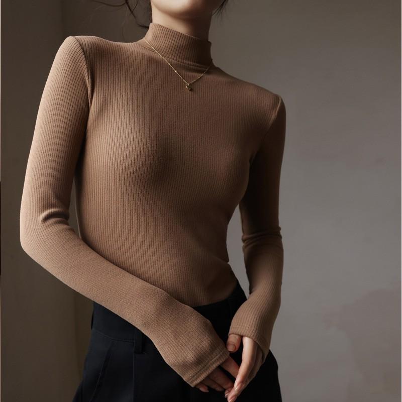 Womens Thermal Long Sleeve T-Shirt Half Turtleneck Slim Fit Base Layer Soft Brushed Fabric Winter Top