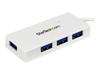 USB 3.0 Hub - StarTech - ST4300MINU3W - 4 Ports - Integrated Cable - White