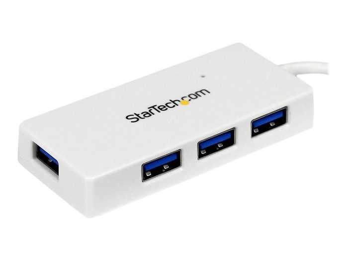 USB 3.0 Hub - StarTech - ST4300MINU3W - 4 Ports - Integrated Cable - White