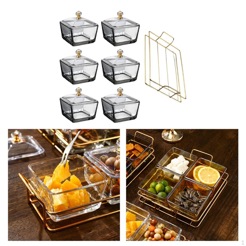 Geteilte Obstplatte Vorspeisen Serviertablett Snackschalen Mehrere Fächer mit Deckel Kreativ Klar