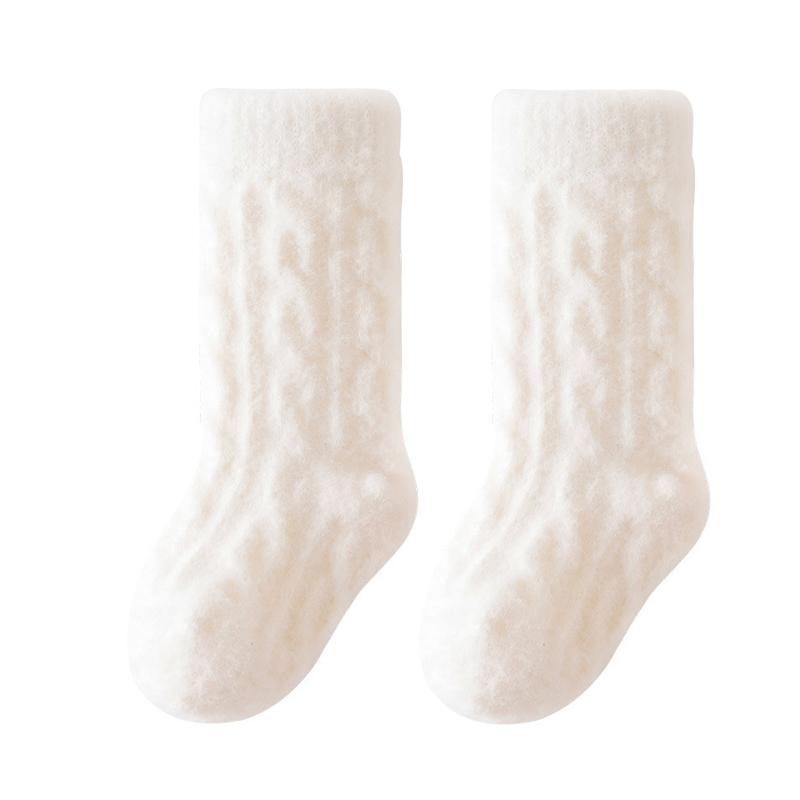 Winter Baby Mid-Tube Socks Fleece Thick Newborn Socks Warm Soft Solid Color Toddler Socks