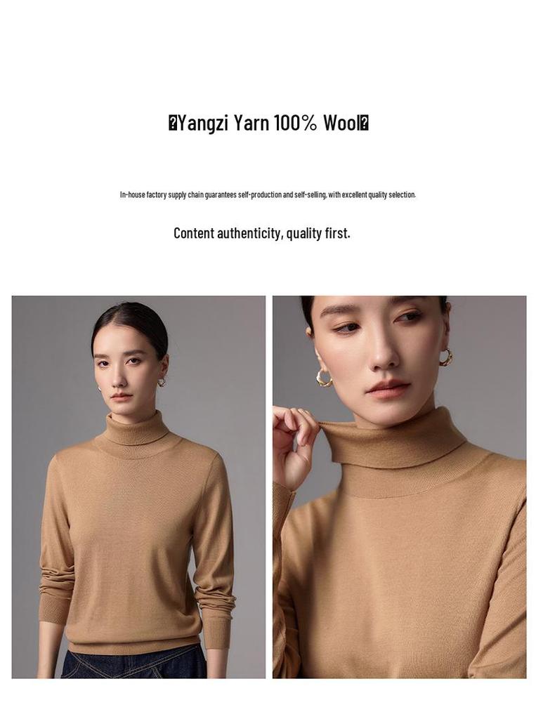 Elegant High Neck Women's Merino Wool Sweater - Ultra-Fine Knit, Autumn 2026
