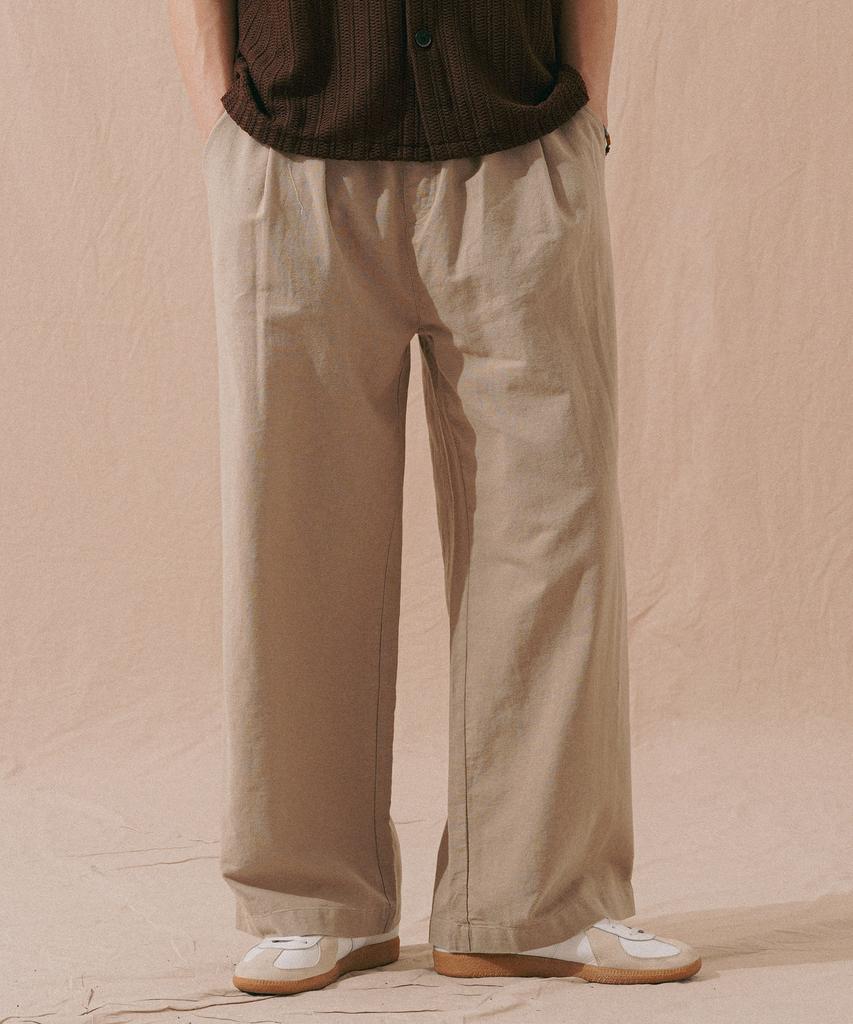 PERSTEP Cool Mix Linen-Like Flare Fit Long Pants Light Beige Khlp4703