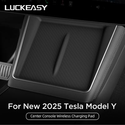 LUCKEASY for Tesla Model Y Juniper/Launch 2025 2026 Anti-skid Pad Wireless Charging Pad Car Phone Non-slip Mat Protective Pad