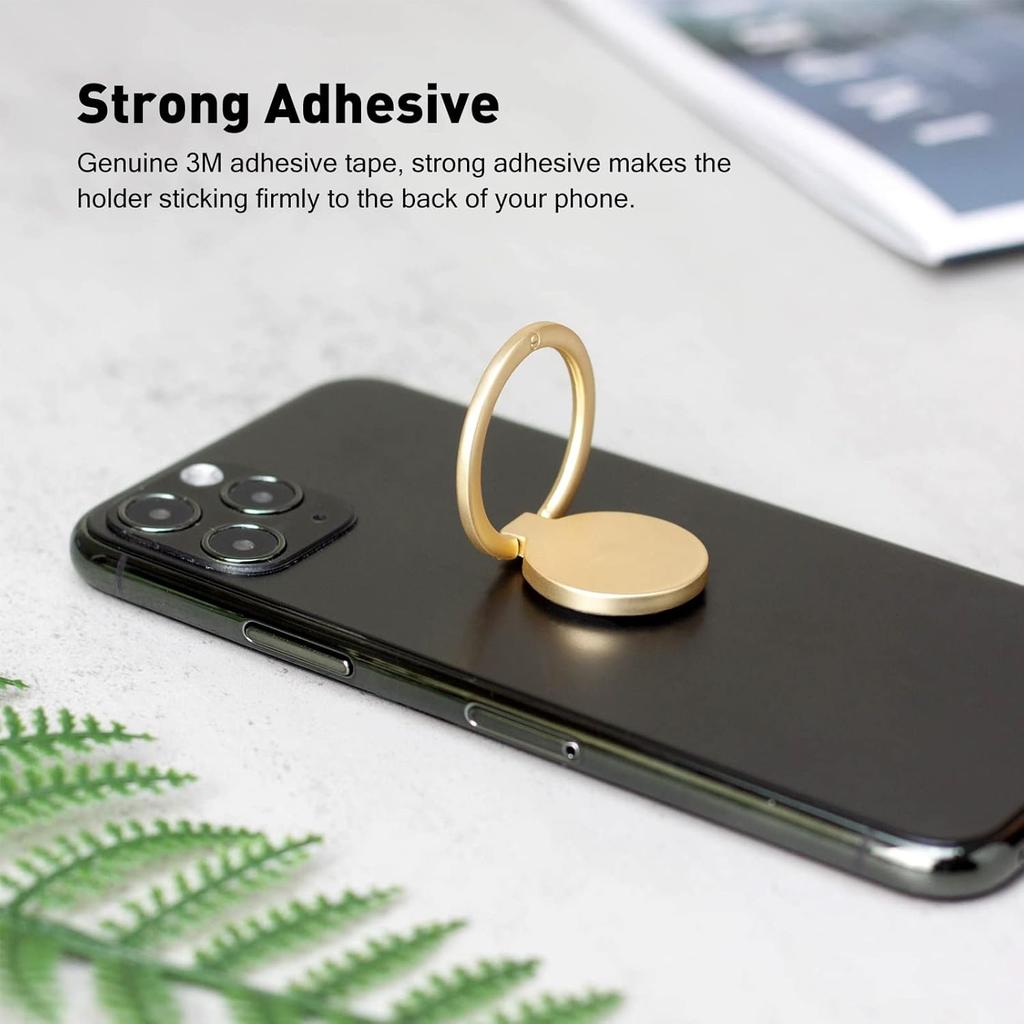 [2 Pack] Small Round Matte Finish Cell Phone Ring Holder Stand,360 Degree Rotation and 180 Degree Adjustable Finger Ring Kickstand with Frosted Metal